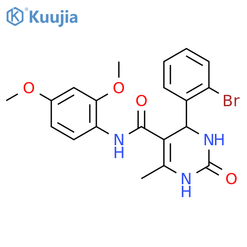 4-(2-bromophenyl)-N-(2,4-dimethoxyphenyl)-6-methyl-2-oxo-1,2,3,4-tetrahydropyrimidine-5-carboxamide structure