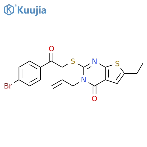 2-{2-(4-bromophenyl)-2-oxoethylsulfanyl}-6-ethyl-3-(prop-2-en-1-yl)-3H,4H-thieno2,3-dpyrimidin-4-one structure
