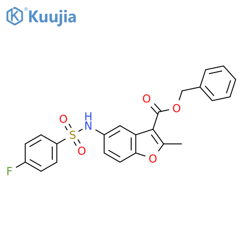 benzyl 5-(4-fluorobenzenesulfonamido)-2-methyl-1-benzofuran-3-carboxylate structure