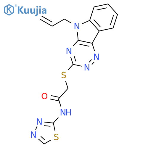 <br>2-[(5-allyl-5H-[1,2,4]triazino[5,6-b]indol-3-yl)thio]-N-1,3,4-thiadiazol-2- ylacetamide structure
