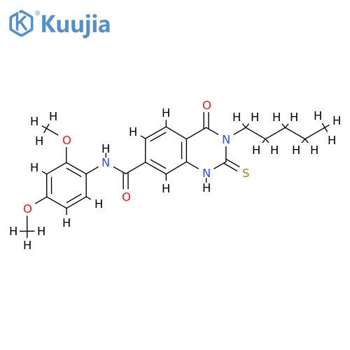 N-(2,4-dimethoxyphenyl)-4-oxo-3-pentyl-2-sulfanylidene-1,2,3,4-tetrahydroquinazoline-7-carboxamide structure