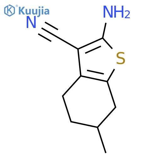 2-amino-6-methyl-4,5,6,7-tetrahydro-1-benzothiophene-3-carbonitrile structure