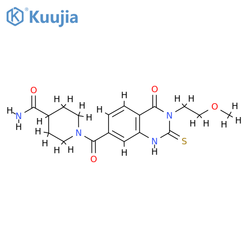 1-3-(2-methoxyethyl)-4-oxo-2-sulfanylidene-1,2,3,4-tetrahydroquinazoline-7-carbonylpiperidine-4-carboxamide structure