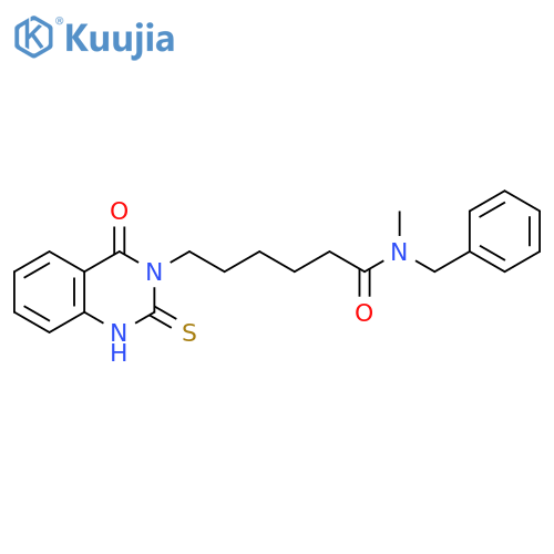N-benzyl-N-methyl-6-(4-oxo-2-sulfanylidene-1,2,3,4-tetrahydroquinazolin-3-yl)hexanamide structure