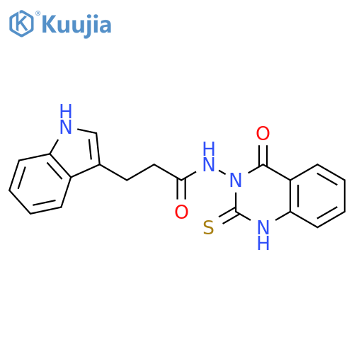 3-(1H-indol-3-yl)-N-(4-oxo-2-sulfanylidene-1,2,3,4-tetrahydroquinazolin-3-yl)propanamide structure