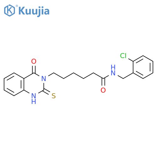 N-(2-chlorophenyl)methyl-6-(4-oxo-2-sulfanylidene-1,2,3,4-tetrahydroquinazolin-3-yl)hexanamide structure