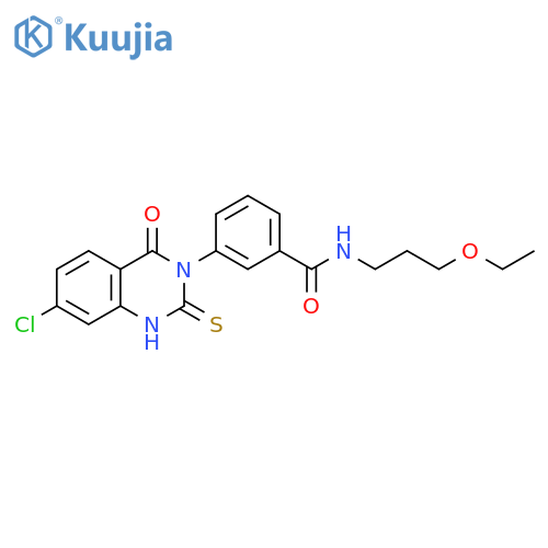3-(7-chloro-4-oxo-2-sulfanylidene-1,2,3,4-tetrahydroquinazolin-3-yl)-N-(3-ethoxypropyl)benzamide structure