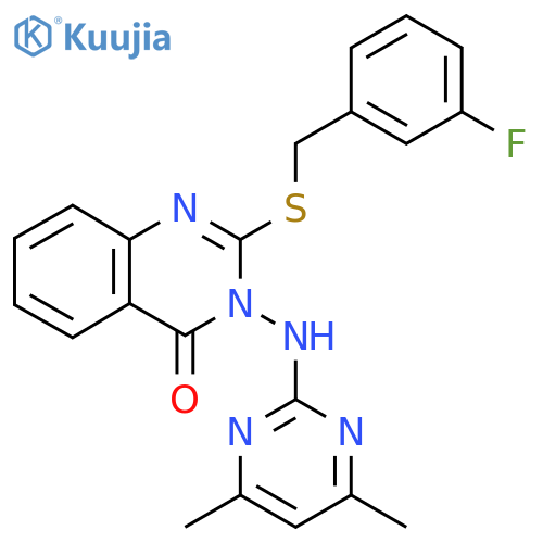 3-(4,6-dimethylpyrimidin-2-yl)amino-2-{(3-fluorophenyl)methylsulfanyl}-3,4-dihydroquinazolin-4-one structure