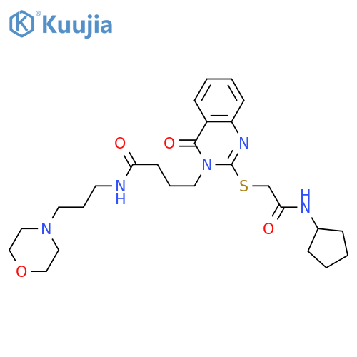 4-(2-{(cyclopentylcarbamoyl)methylsulfanyl}-4-oxo-3,4-dihydroquinazolin-3-yl)-N-3-(morpholin-4-yl)propylbutanamide structure