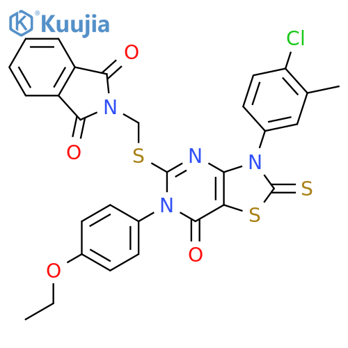 2-({3-(4-chloro-3-methylphenyl)-6-(4-ethoxyphenyl)-7-oxo-2-sulfanylidene-2H,3H,6H,7H-1,3thiazolo4,5-dpyrimidin-5-ylsulfanyl}methyl)-2,3-dihydro-1H-isoindole-1,3-dione structure