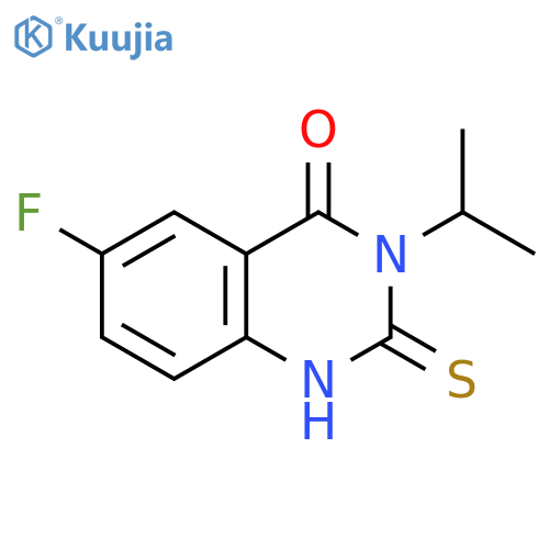 6-fluoro-3-(propan-2-yl)-2-sulfanylidene-1,2,3,4-tetrahydroquinazolin-4-one structure