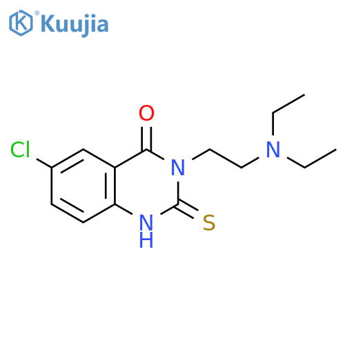 6-chloro-3-2-(diethylamino)ethyl-2-sulfanylidene-1,2,3,4-tetrahydroquinazolin-4-one structure