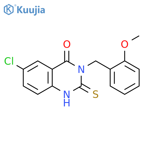6-chloro-3-(2-methoxyphenyl)methyl-2-sulfanylidene-1,2,3,4-tetrahydroquinazolin-4-one structure
