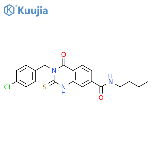N-butyl-3-(4-chlorophenyl)methyl-4-oxo-2-sulfanylidene-1,2,3,4-tetrahydroquinazoline-7-carboxamide structure