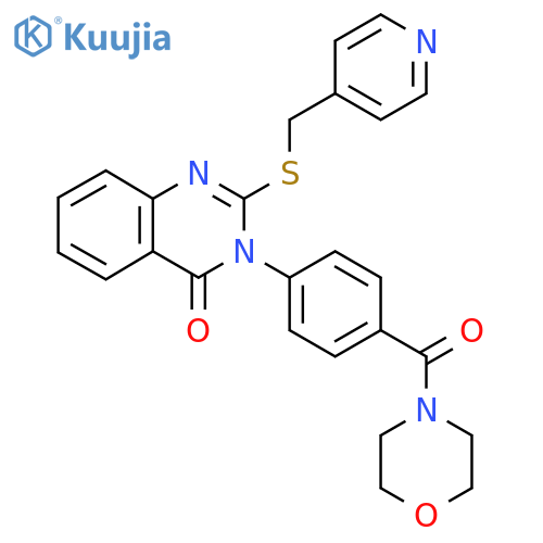 3-[4-(morpholine-4-carbonyl)phenyl]-2-{[(pyridin-4-yl)methyl]sulfanyl}-3,4-dihydroquinazolin-4-one structure
