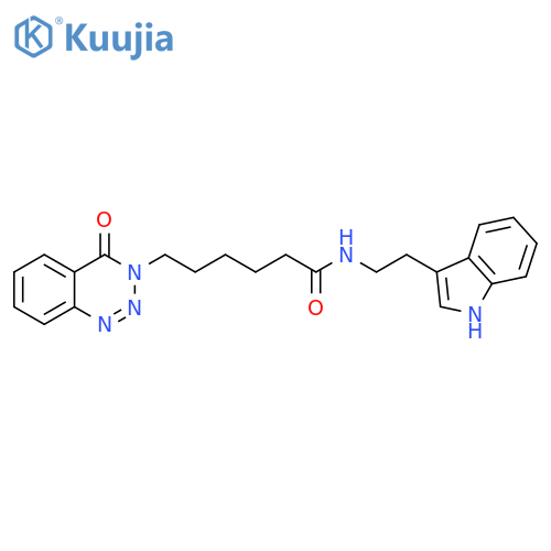 N-[2-(1H-indol-3-yl)ethyl]-6-(4-oxo-3,4-dihydro-1,2,3-benzotriazin-3-yl)hexanamide structure