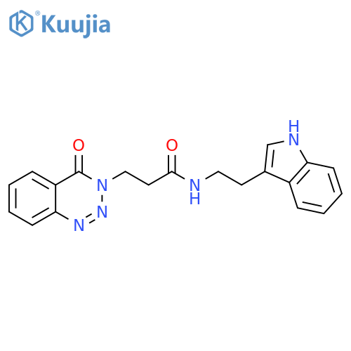 N-[2-(1H-indol-3-yl)ethyl]-3-(4-oxo-3,4-dihydro-1,2,3-benzotriazin-3-yl)propanamide structure