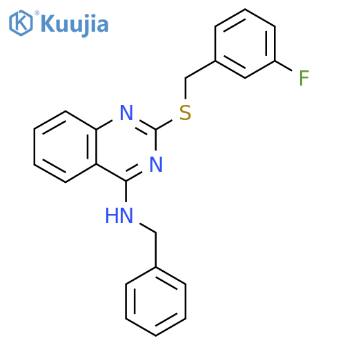 N-benzyl-2-{(3-fluorophenyl)methylsulfanyl}quinazolin-4-amine structure