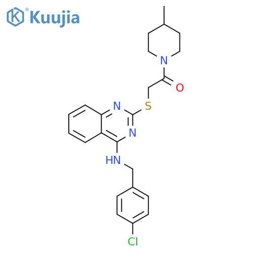 2-(4-{(4-chlorophenyl)methylamino}quinazolin-2-yl)sulfanyl-1-(4-methylpiperidin-1-yl)ethan-1-one structure