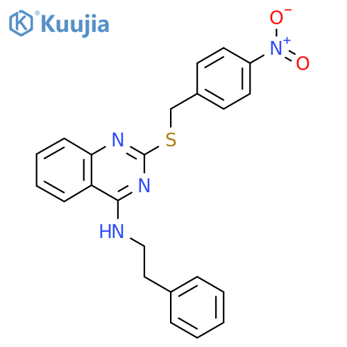 2-{(4-nitrophenyl)methylsulfanyl}-N-(2-phenylethyl)quinazolin-4-amine structure