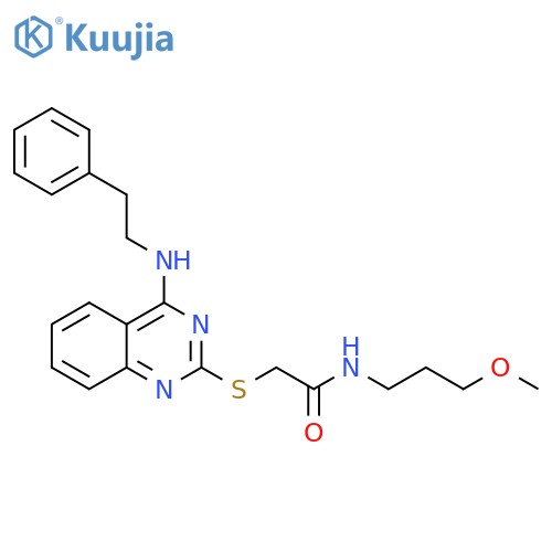 N-(3-methoxypropyl)-2-({4-(2-phenylethyl)aminoquinazolin-2-yl}sulfanyl)acetamide structure