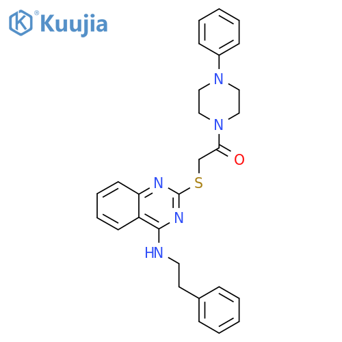 2-({4-(2-phenylethyl)aminoquinazolin-2-yl}sulfanyl)-1-(4-phenylpiperazin-1-yl)ethan-1-one structure