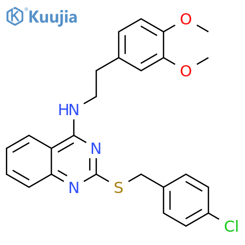 2-{(4-chlorophenyl)methylsulfanyl}-N-2-(3,4-dimethoxyphenyl)ethylquinazolin-4-amine structure