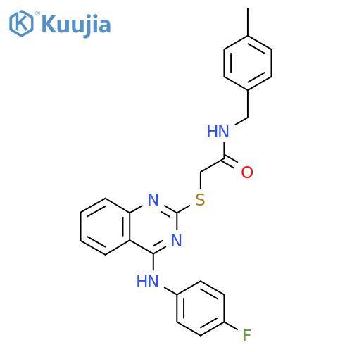 2-({4-[(4-fluorophenyl)amino]quinazolin-2-yl}sulfanyl)-N-[(4-methylphenyl)methyl]acetamide structure