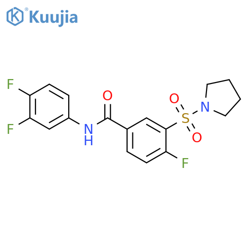 N-(3,4-Difluorophenyl)-4-fluoro-3-(pyrrolidin-1-ylsulfonyl)benzamide structure