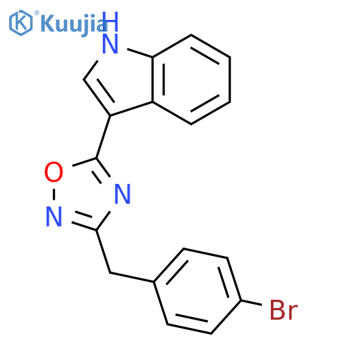 1H-Indole, 3-[3-[(4-bromophenyl)methyl]-1,2,4-oxadiazol-5-yl]- structure