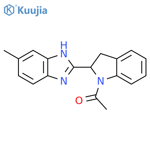 1H-Indole, 1-acetyl-2,3-dihydro-2-(5-methyl-1H-benzimidazol-2-yl)- structure