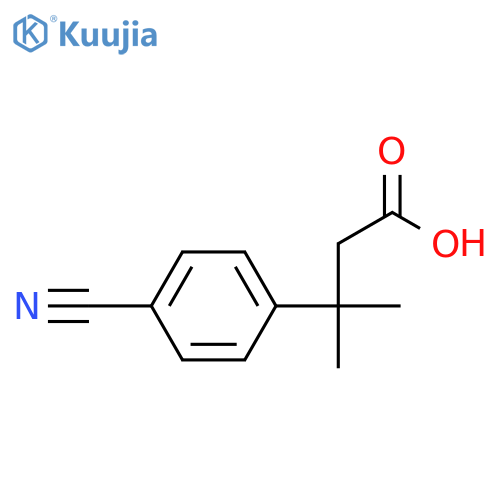 3-(4-cyanophenyl)-3-methylbutanoic acid structure