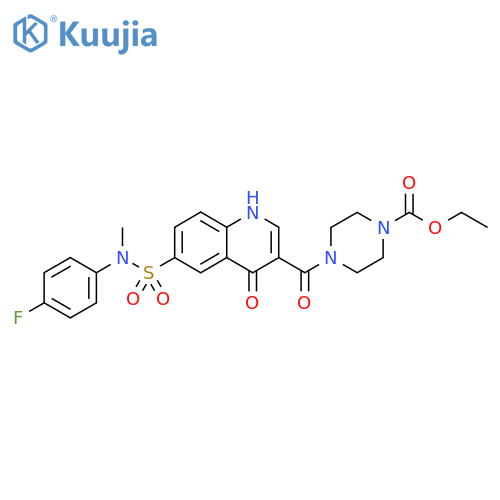 Ethyl 4-6-(4-Fluorophenyl)methylaminosulfonyl-1,4-dihydro-4-oxo-3-quinolinylcarbonyl-1-piperazinecarboxylate structure