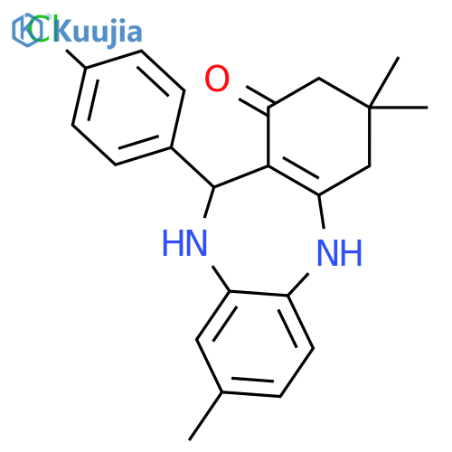 <br>11-(4-Chloro-phenyl)-3,3,8-trimethyl-2,3,4,5,10,11-hexahydro-dibenzo[b,e][1 ,4]diazepin-1-one structure