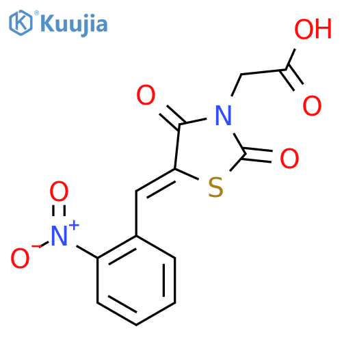 2-(5Z)-5-(2-nitrophenyl)methylidene-2,4-dioxo-1,3-thiazolidin-3-ylacetic acid structure