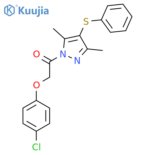 2-(4-chlorophenoxy)-1-3,5-dimethyl-4-(phenylsulfanyl)-1H-pyrazol-1-ylethan-1-one structure