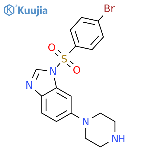 1H-Benzimidazole, 1-[(4-bromophenyl)sulfonyl]-6-(1-piperazinyl)- structure
