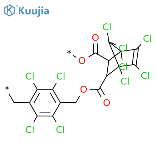 Poly[oxycarbonyl(1,4,5,6,7,7-hexachlorobicyclo[2.2.1]hept-5-ene-2,3-diyl)carbonyloxymethylene(2,3,5,6-tetrachloro-1,4-phenylene)methylene] structure