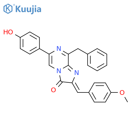 Imidazo[1,2-a]pyrazin-3(2H)-one,  6-(4-hydroxyphenyl)-2-[(4-methoxyphenyl)methylene]-8-(phenylmethyl)- structure