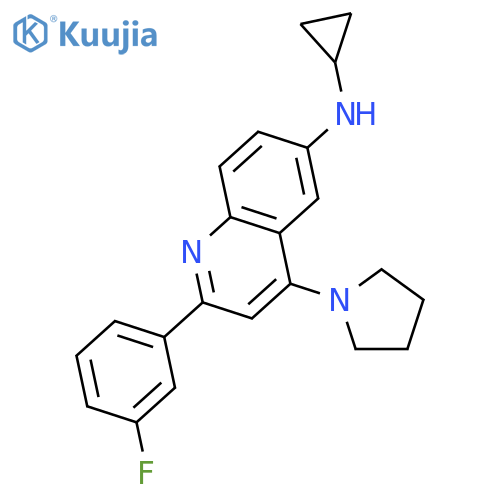 6-Quinolinamine, N-cyclopropyl-2-(3-fluorophenyl)-4-(1-pyrrolidinyl)- structure