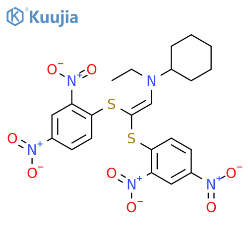 N-[2,2-Bis[(2,4-dinitrophenyl)sulfanyl]ethenyl]-N-ethylcyclohexanamine structure