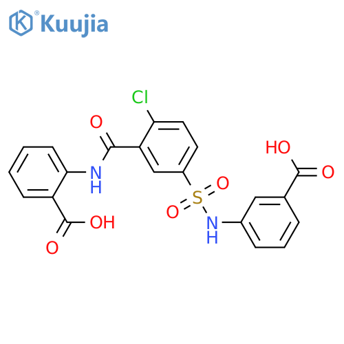 Benzoic acid, 2-[[5-[[(3-carboxyphenyl)amino]sulfonyl]-2-chlorobenzoyl]amino]- structure