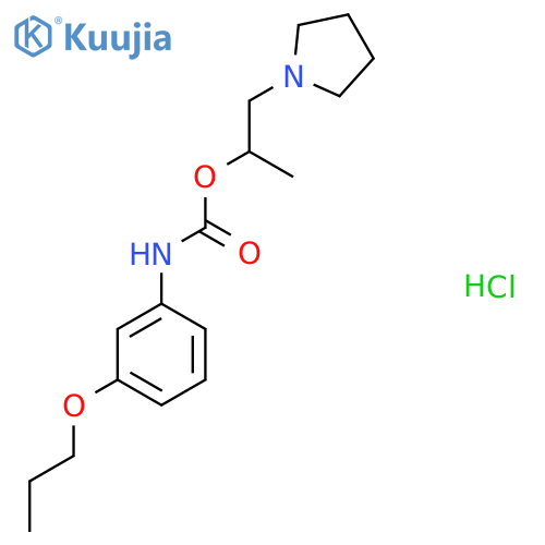 1-Pyrrolidin-1-ylpropan-2-yl N-(3-propoxyphenyl)carbamate;hydrochloride structure