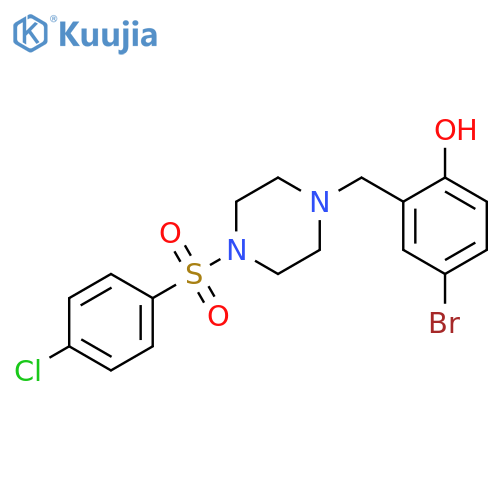 4-bromo-2-({4-[(4-chlorophenyl)sulfonyl]-1-piperazinyl}methyl)phenol structure
