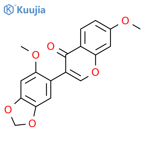7-methoxy-3-(6-methoxy-1,3-benzodioxol-5-yl)-4H-chromen-4-one structure