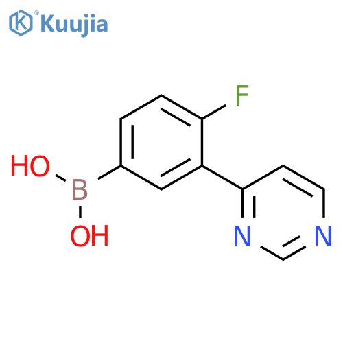 Boronic acid, [4-fluoro-3-(4-pyrimidinyl)phenyl]- (9CI) structure