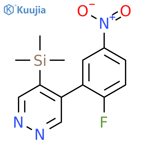 Pyridazine, 4-(2-fluoro-5-nitrophenyl)-5-(trimethylsilyl)- structure