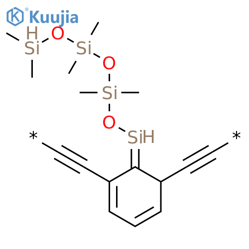 Poly[(3,3,5,5,7,7-hexamethyltetrasiloxanylidene)-1,2-ethynediyl-1,3-phenylene-1,2-ethynediyl] structure