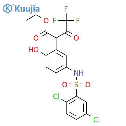 propan-2-yl 2-5-(2,5-dichlorobenzenesulfonamido)-2-hydroxyphenyl-4,4,4-trifluoro-3-oxobutanoate structure
