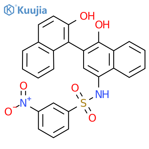 N-{1',2-dihydroxy-1,2'-binaphthalene-4'-yl}-3-nitrobenzene-1-sulfonamide structure